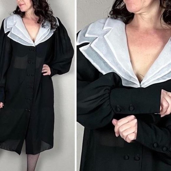 R.E.O originals vintage union Vintage 1980s dress. Semi sheer black chiffon poly - Picture 3 of 4